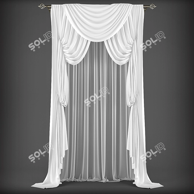 Classic Style Curtains 3D model image 1