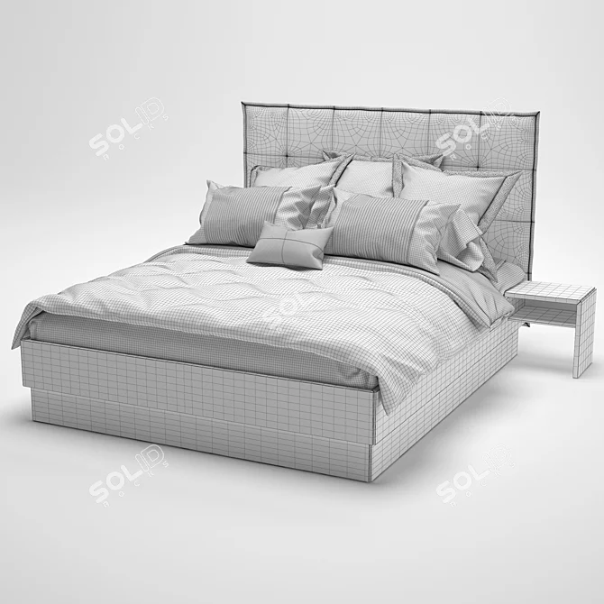 Modern Scottish Checkered Bed 3D model image 3