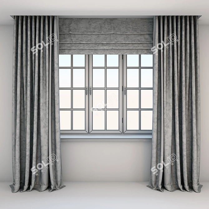 Roman-inspired Modern Window Curtains 3D model image 2