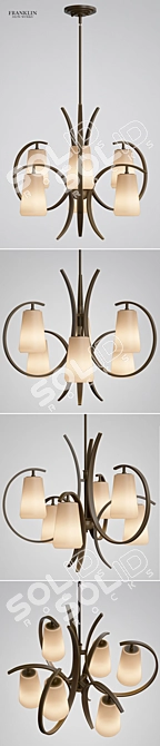 Bronze Curved Frame Chandelier 3D model image 2