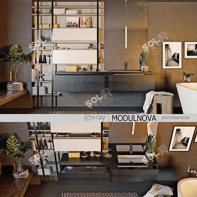 Modern Moon Gola Bathroom Set 3D model image 1