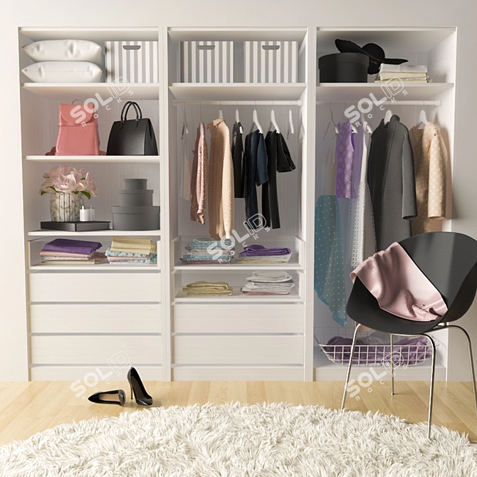 Modern Sweet Wardrobe  Stylish Storage Solution 3D model image 1