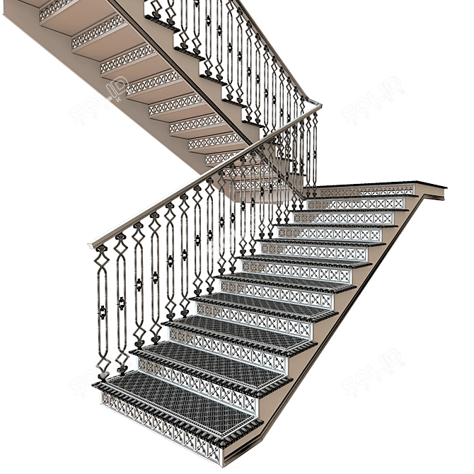 Classic Cast-Iron Staircase 3D model image 2
