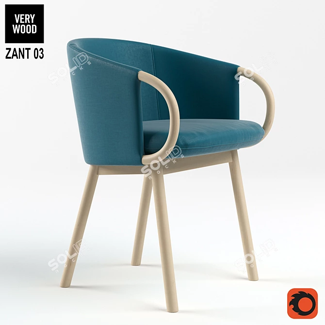 ZANT 03 Ash Chair with Armrests 3D model image 1