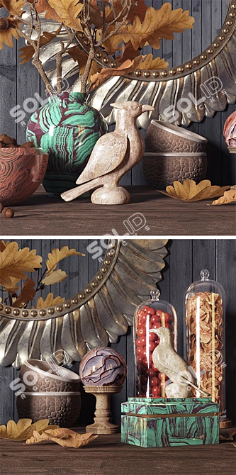 Autumn Decorative Set | Mirror & Vase 3D model image 2