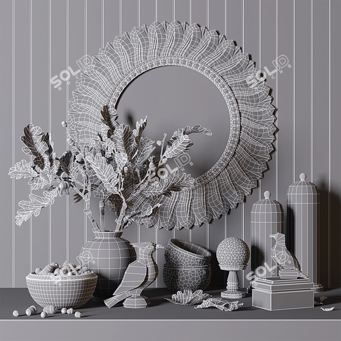 Autumn Decorative Set | Mirror & Vase 3D model image 3