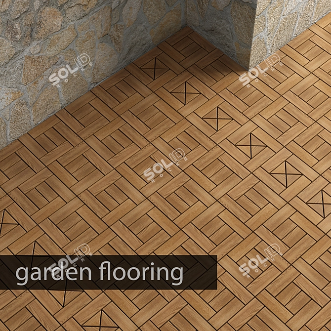 Durable Garden Parquet - Perfect for Outdoor Spaces 3D model image 1