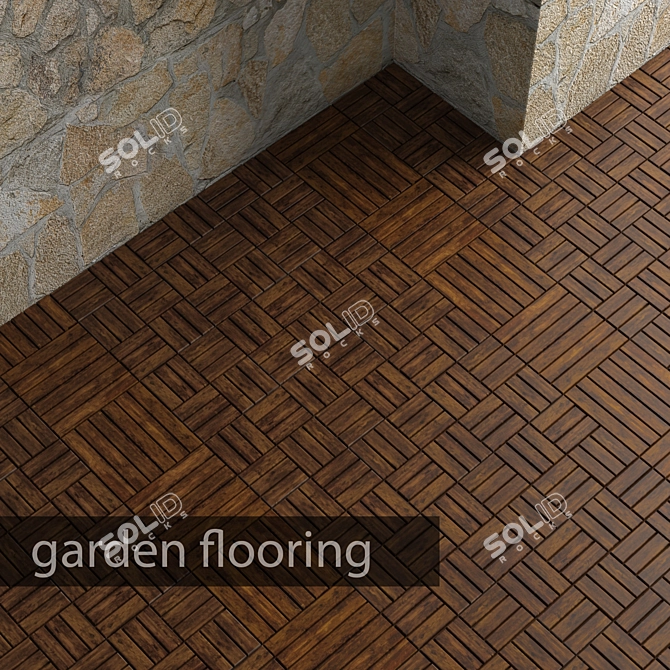 Durable Garden Decking - Anti-Slip & Rot-Resistant 3D model image 1