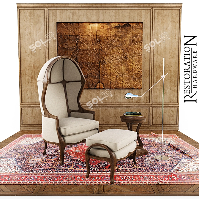 Restoration Hardware Chair with Decor 3D model image 1