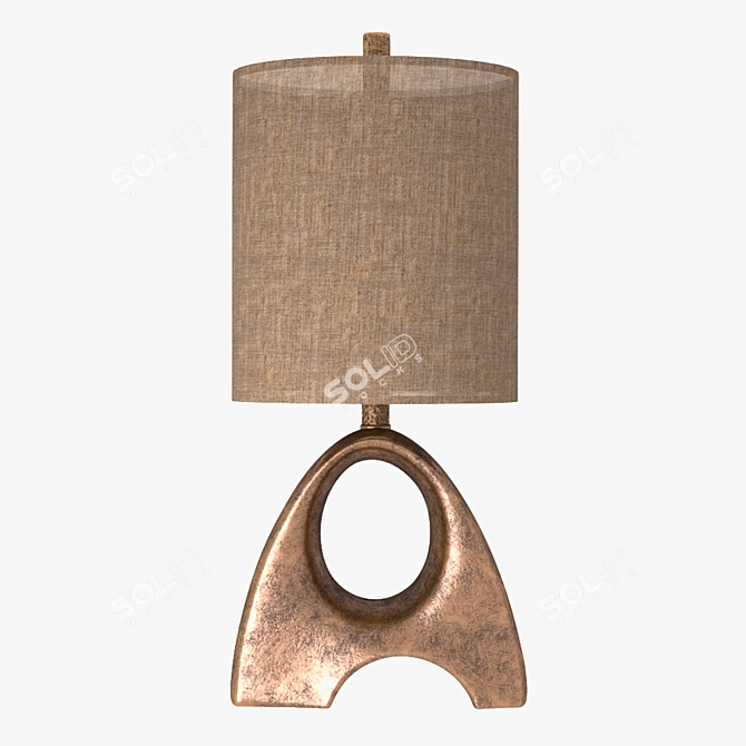 Title: Abstract Gold Leaf Ceramic Lamp 3D model image 2