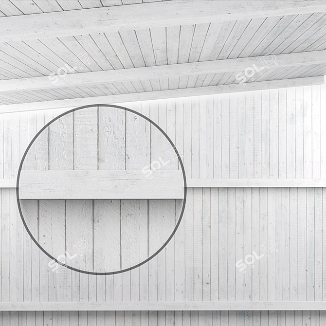 White Wood Beam Ceiling - High Resolution Texture 3D model image 1