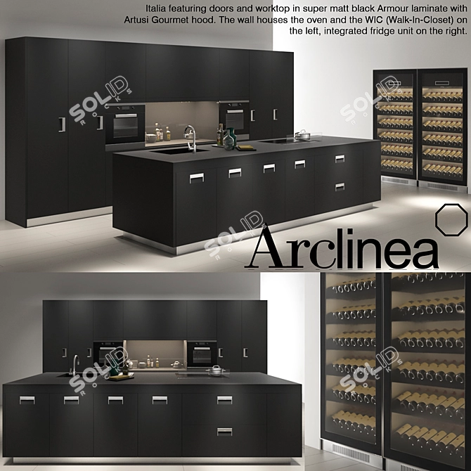 Sleek Steel Island: Arclinea Italia 3D model image 1