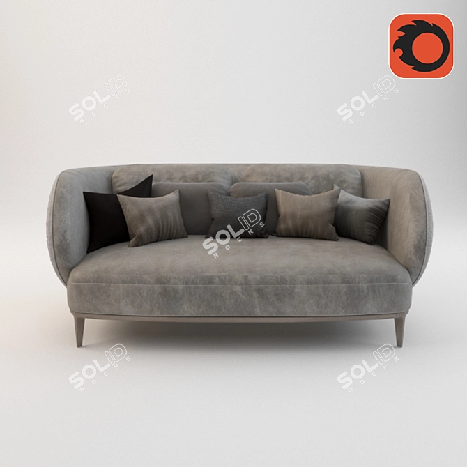 Stylish Velvet Sofa 3D model image 1