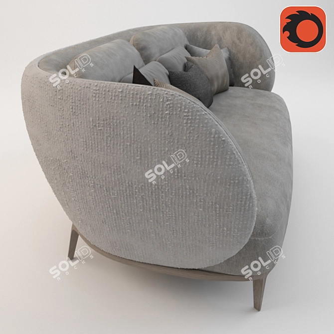 Stylish Velvet Sofa 3D model image 2