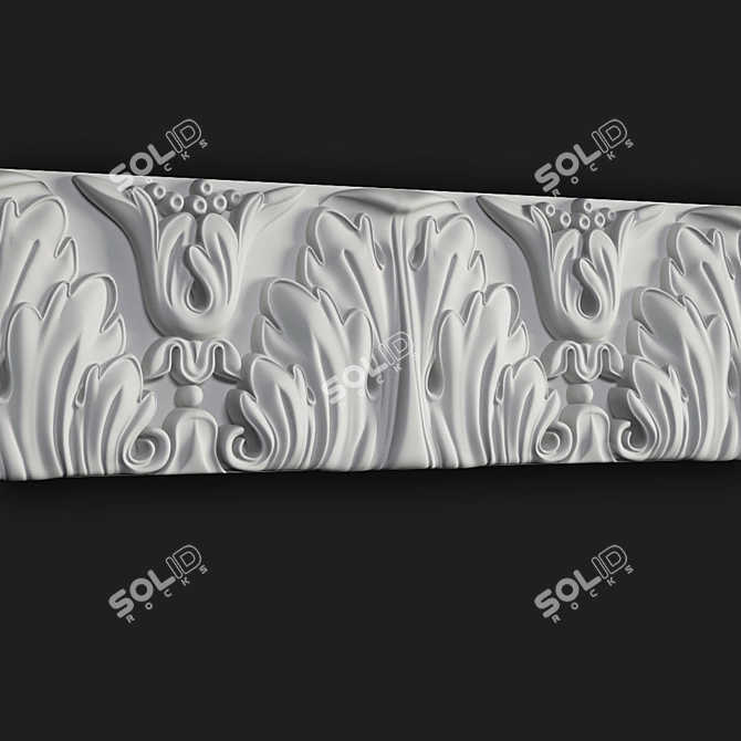 Elegant Gypsum Molding with Ornament 3D model image 2