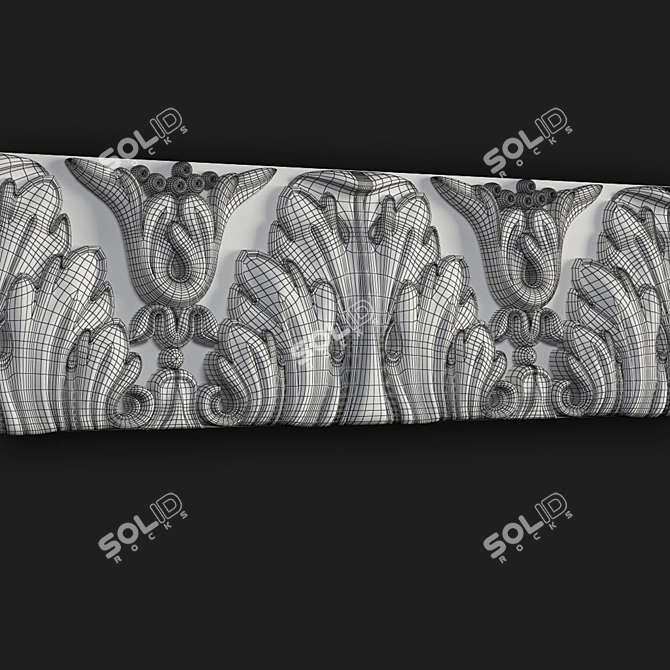 Elegant Gypsum Molding with Ornament 3D model image 3