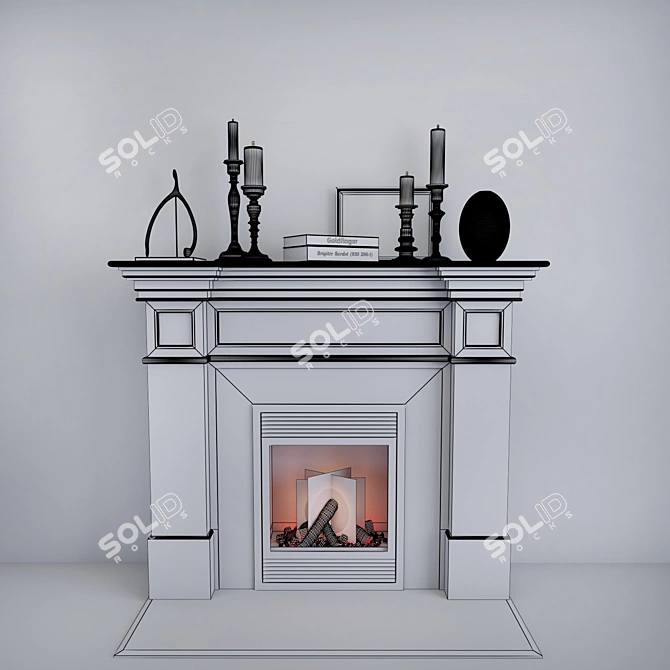 Sleek Black Edition Fireplace 3D model image 3