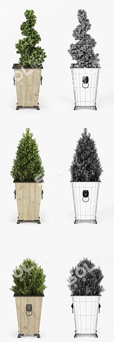 Artificial Boxwood Topiary: Versatile & lifelike decoration 3D model image 2