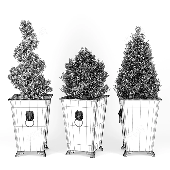 Artificial Boxwood Topiary: Versatile & lifelike decoration 3D model image 3