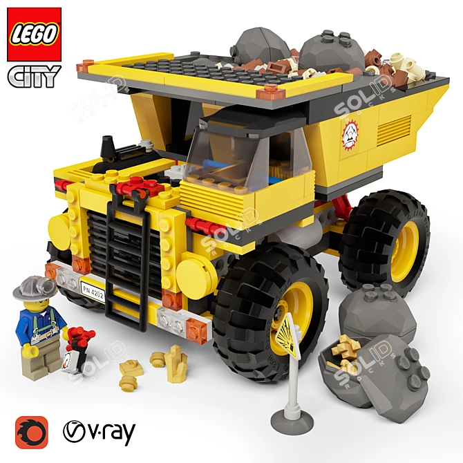 LEGO Mining Truck: A Decorative Delight 3D model image 1