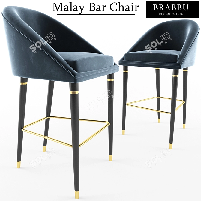 Elegant Malay Bar Chair 3D model image 1