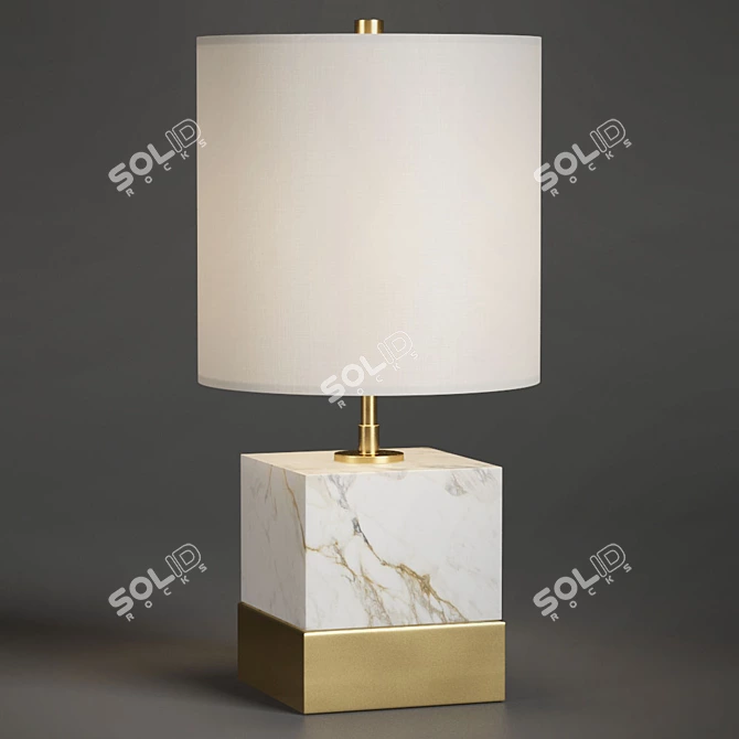 Marble Brass Accent Table Lamp 3D model image 1