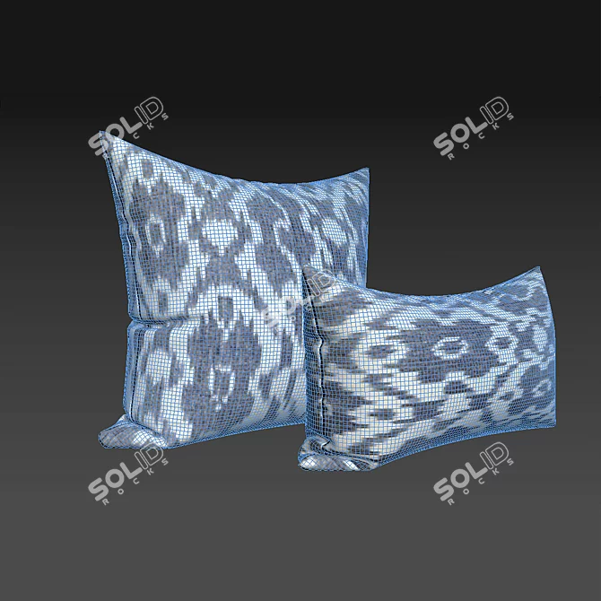 Decorative Ikat Throw Pillows 3D model image 2