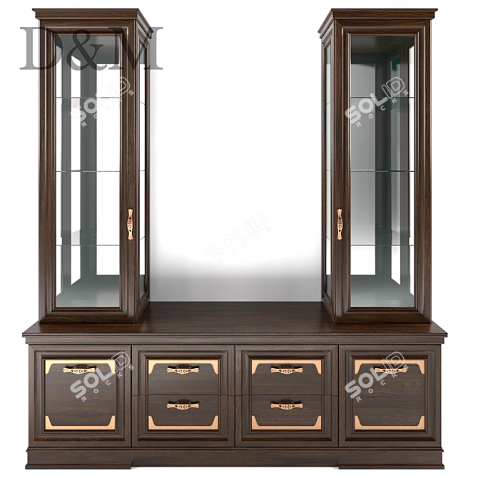 Elegant Walnut Cabinet: 2250H * 2040W * 470D 3D model image 1