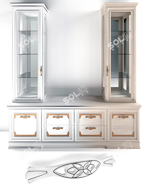 Elegant Walnut Cabinet: 2250H * 2040W * 470D 3D model image 2