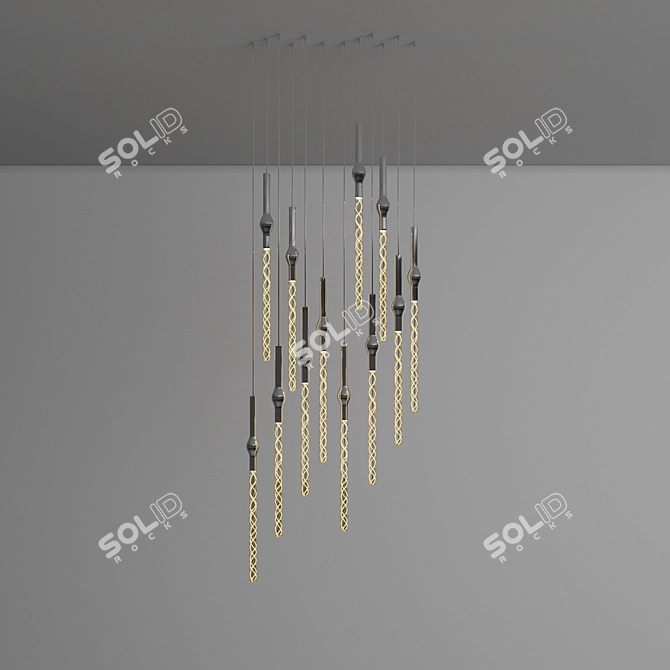 Sparkling Rain LED Pendant 3D model image 1