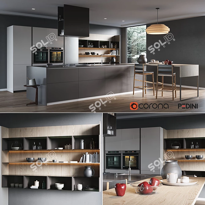 Modern Italian Kitchen Design - Pedini Arke 3D model image 1