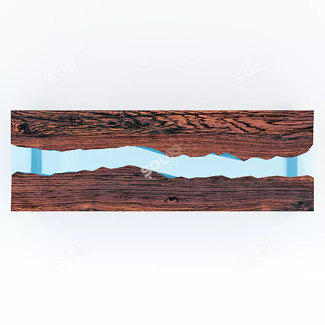 Sleek Wooden Table with Glass Insert 3D model image 3