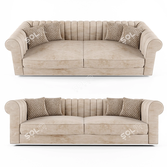 Luxurious Nubuck Leather Italian Sofa 3D model image 1