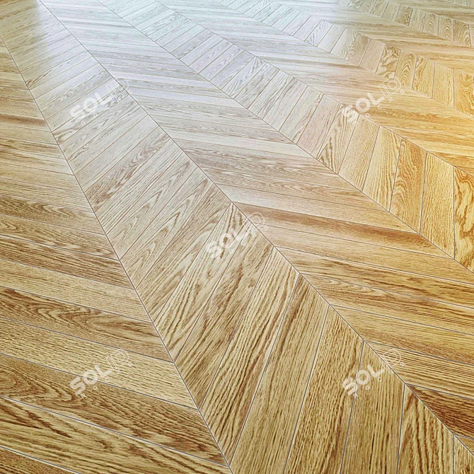 French Oak Parquet Flooring 3D model image 1