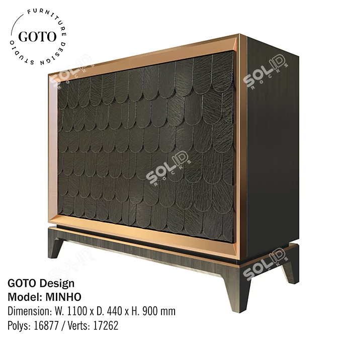 Modern Black and Bronze GOTO Design MINHO Chest of Drawers 3D model image 1