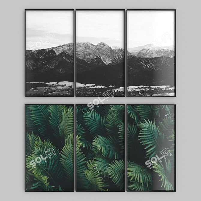 Nature's Reflections: Triptych Art 3D model image 1