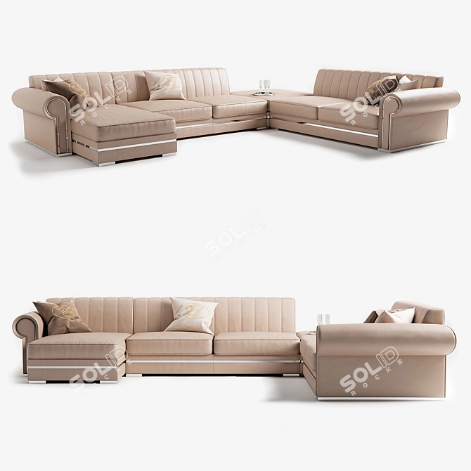 Quincy Angular Sofa: Charming Modern Luxury 3D model image 1