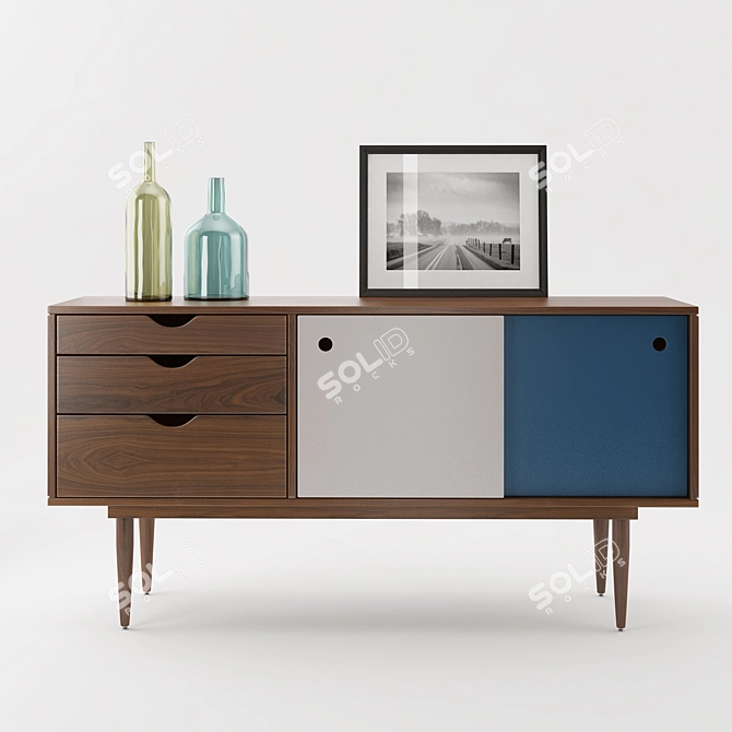 FIDAR: Stylish Rosewood Media Cabinet 3D model image 2