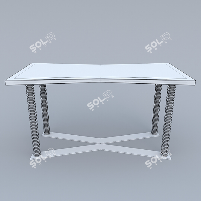 Natural Materials Designer Table | Wood Leather Steel 3D model image 3