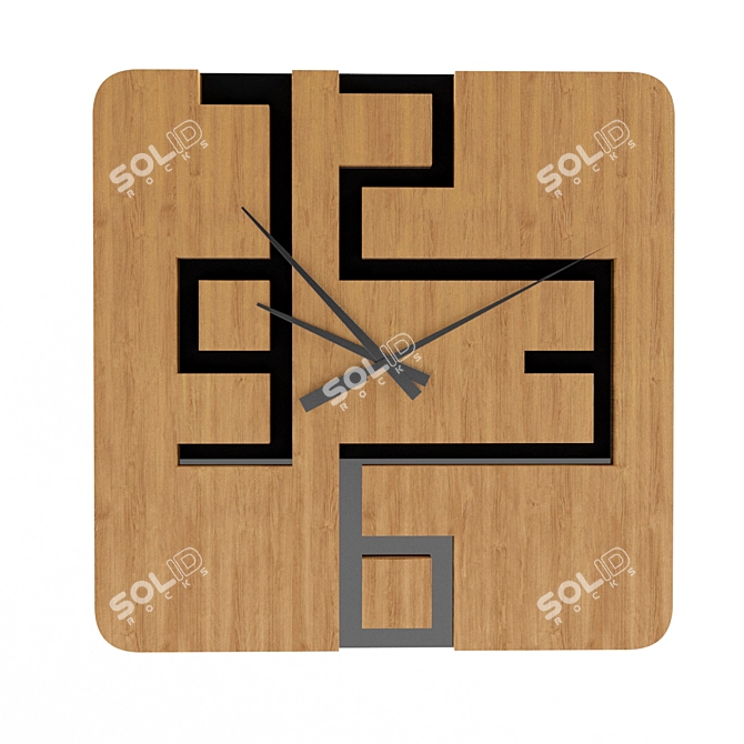 Vintage Wooden Wall Clock 3D model image 2