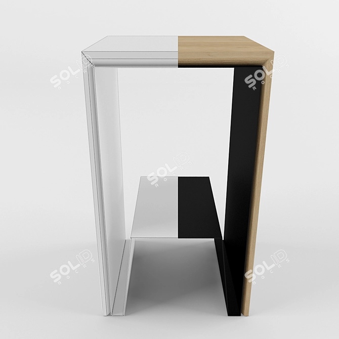 Incut Steel Bar Stool - Sleek Black Insert Handcrafted in Wood & Metal 3D model image 2