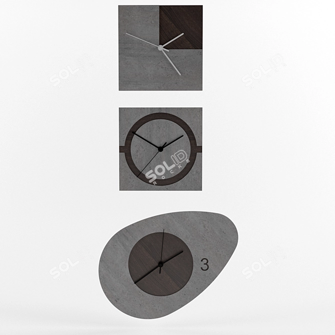 Modern 2-in-1 Wall Clock 3D model image 1