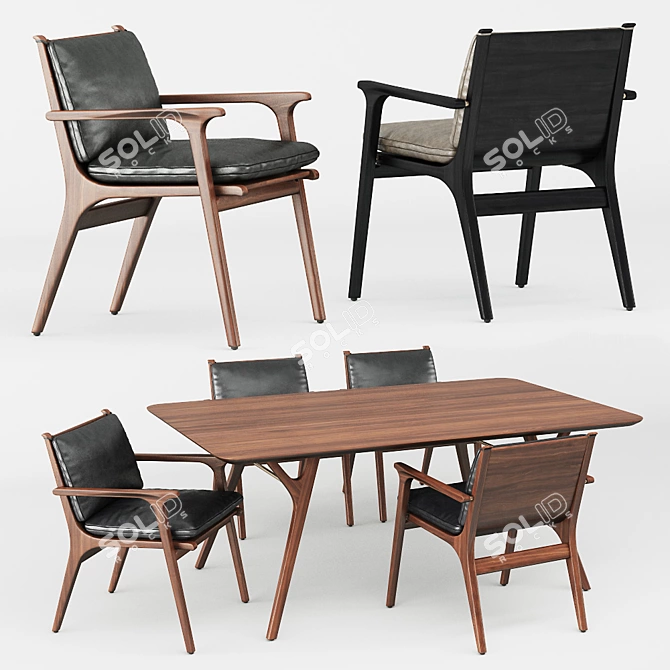 Stellar Works Ren Dining Set 3D model image 1