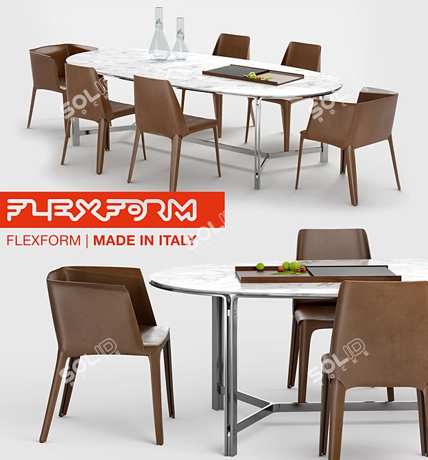 Flexform Modern Dining Set 3D model image 1