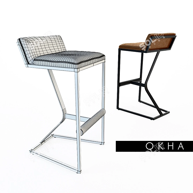 Stylish OKHA FAYE Barstool 3D model image 2