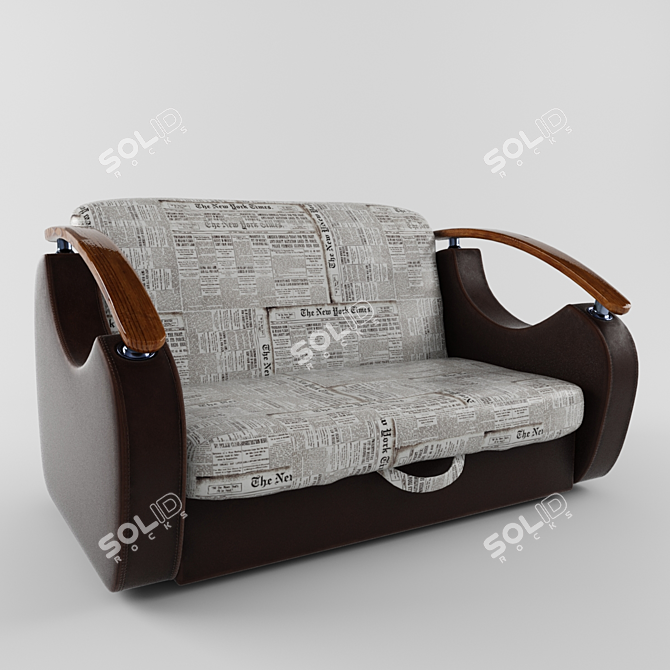 Vintage Newspaper Sofa | Stylish, PBR-textured Design 3D model image 1