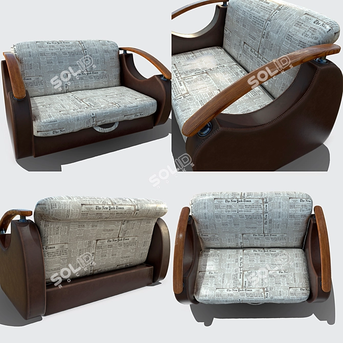 Vintage Newspaper Sofa | Stylish, PBR-textured Design 3D model image 2