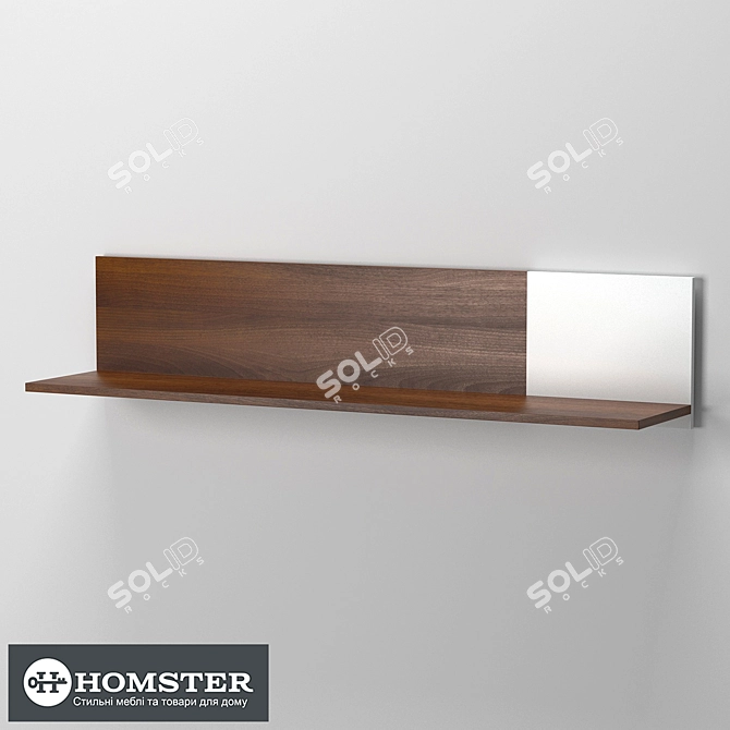 Elegant Oak White Suspended Shelf 3D model image 1