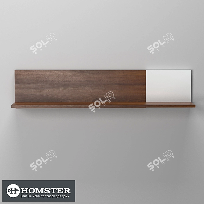 Elegant Oak White Suspended Shelf 3D model image 2