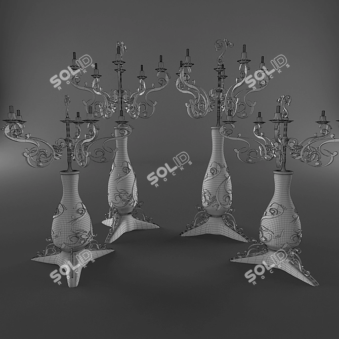 Sleek Metal Candle Holders 3D model image 2
